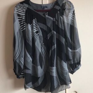 Anne Klein L women’s black and white blouse